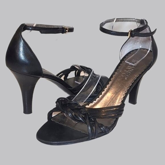 FRANCO SARTO Leather Sandals Strappy High Heels Dressy Formal Ankle Strap - Picture 1 of 11